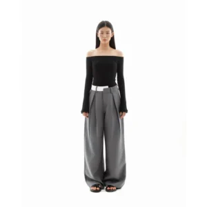 Quần dáng rộng, cạp phối lệch - PANTS 11